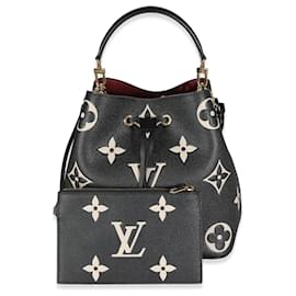 Louis Vuitton-Louis Vuitton Negro Beige Gigante Empreinte NeoNoe MM-Negro,Beige