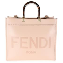 Fendi-Fendi Light Rose Vitello King Plexiglass Medium Sunshine Shopper Tote-Pink