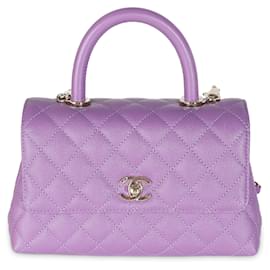 Chanel-Petit sac à poignée supérieure Coco matelassé violet Chanel Caviar-Violet