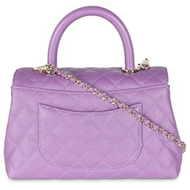 Chanel-Chanel Purple Quilted Caviar Small Coco Top Handle Bag-Purple