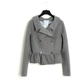 Givenchy-Givenchy Jacket FR38 Grey Wool Ruffle US8-Grey