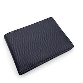 Louis Vuitton-Portefeuille à deux volets en cuir épi noir-Noir