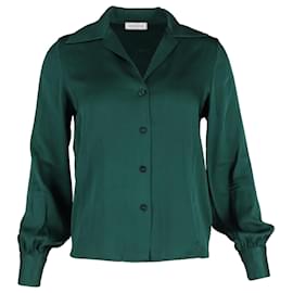 Anine Bing-Anine Bing Mylah Shirt in Emerald Green Silk-Green