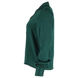Anine Bing-Anine Bing Mylah Shirt in Emerald Green Silk-Green
