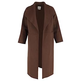 Totême-Totême Annecy Signature Coat in Brown Wool-Brown