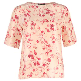 Loro Piana-Loro Piana Mara Blooms-Print Short-Sleeve Blouse in Pink Silk-Pink