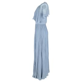 Temperley London-Abito lungo decorato Temperley London in seta azzurra-Blu,Blu chiaro