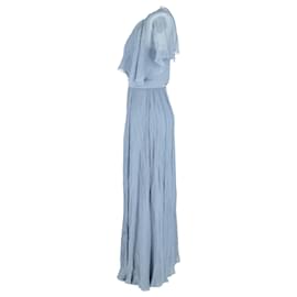 Temperley London-Temperley London Embellished Maxi Dress in Light Blue Silk-Blue,Light blue