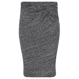 Iro-IRO Fitted Midi Skirt in Grey Cotton-Grey