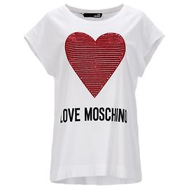 Camiseta con detalle de corazón en algodón blanco de Love Moschino Blanco