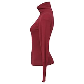 Max Mara-Jersey de cuello alto burdeos Max Mara en lana roja-Roja