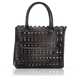 Alaïa Cabas Perforé Alaia en Cuir Noir Noir