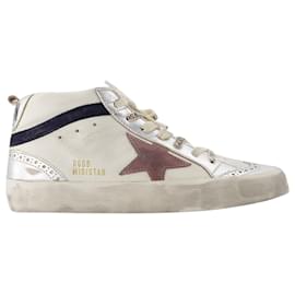 Golden Goose Deluxe Brand-Scarpe da ginnastica Mid Star - Marchio Golden Goose Deluxe - Pelle - Bianco-Bianco