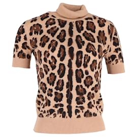Dolce & Gabbana-Dolce & Gabbana Top de gola alta em caxemira com estampa animal-Outro,Impressão em python