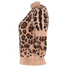 Dolce & Gabbana-Dolce & Gabbana Top de gola alta em caxemira com estampa animal-Outro,Impressão em python