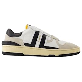 Lanvin-Clay Low Top Sneakers - Lanvin - Leder - Weiß/Schwarze Farbe-Weiß
