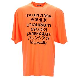 Balenciaga Camiseta con logo estampado Languages en algodón naranja Naranja