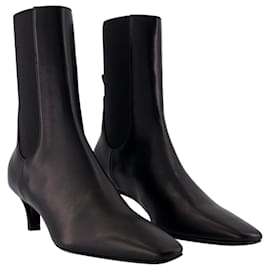 Totême-Les Bottines à Talon Moyen - TOTEME - Cuir - Noir-Noir