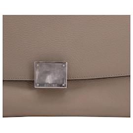 Céline-Celine Medium Trapeze Bag in Beige Calfskin Leather-Beige