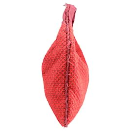 Bottega Veneta-Bottega Veneta Distressed Fringe Ponza Hobo Bag in Red Leather-Red