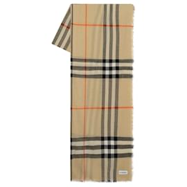 Burberry-Sciarpa a quadri - Burberry - Lana - Beige-Marrone,Beige