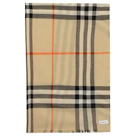 Burberry-Lenço xadrez - Burberry - Lã - Bege-Marrom,Bege