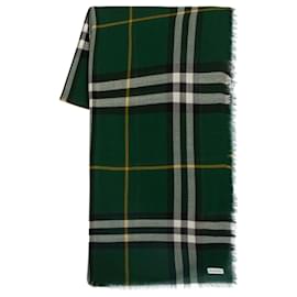 Burberry-Giant Check Scarf - Burberry - Wool - Green-Green