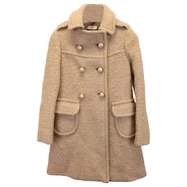 Prada-Prada lined-Breasted Coat in Beige Wool-Beige