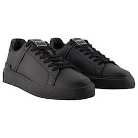 Balmain-B-Court Sneakers - Balmain - Leather - Black-Black