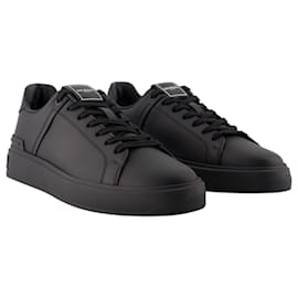 Balmain-B-Court Sneakers - Balmain - Leather - Black-Black