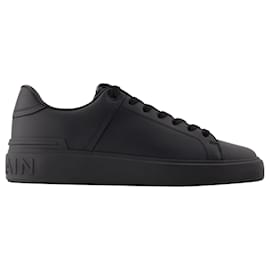 Balmain-B-Court Sneakers - Balmain - Leather - Black-Black