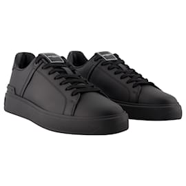 Balmain-B-Court Sneakers - Balmain - Leather - Black-Black