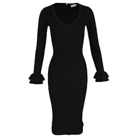 Michael Kors-Michael Kors V-neck Knitted Dress in Black Viscose-Black