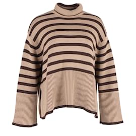 Totême-Jersey de cuello alto a rayas de lana marrón Totême Signature-Castaño