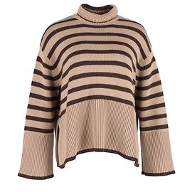 Totême Pull Col Roulé Rayé Signature En Laine Marron Multicolore