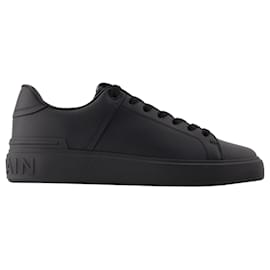 Balmain-B-Court Sneakers - Balmain - Leather - Black-Black