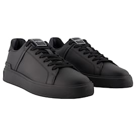 Balmain-B-Court Sneakers - Balmain - Leather - Black-Black