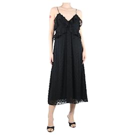 Zimmermann-Vestido lencero midi negro con volantes - talla UK 12-Negro