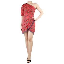 Isabel Marant Etoile-Vestido mini rojo estampado de un solo hombro - talla UK 8-Roja