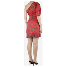 Isabel Marant Etoile-Minivestido vermelho estampado de um ombro só - tamanho UK 8-Vermelho