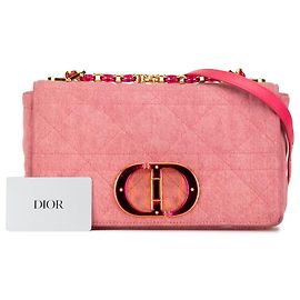 Dior Pink Medium Denim Macrocannage Caro Bag Pink