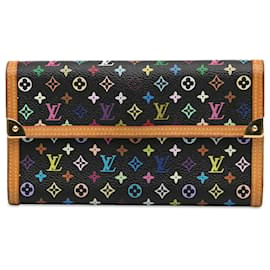 Louis Vuitton-Portafoglio internazionale Louis Vuitton Monogram Multicolore Porte Tresor nero-Nero