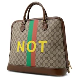 Gucci-Gucci Marrón Pequeño GG Supreme Horsebit 1955 Bolsa de lona-Castaño,Beige