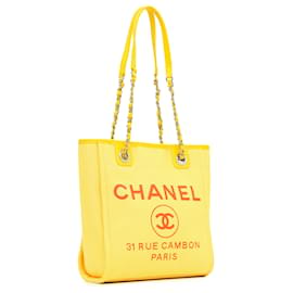 Chanel-Petit cabas Deauville en raphia jaune Chanel-Jaune