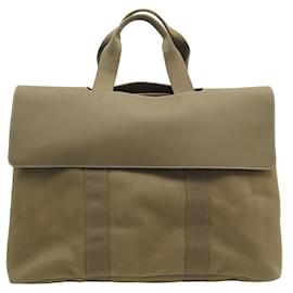 Hermès-Hermès Valparaiso Handbag 50 CM GM CANVAS & TAUPE LEATHER PURSE HAND BAG-Taupe