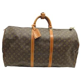 Louis Vuitton-BOLSO DE VIAJE VINTAGE LOUIS VUITTON KEEPALL 60 M41412 BOLSA MONOGRAMA LONA-Castaño