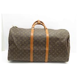 Louis Vuitton-BOLSO DE VIAJE VINTAGE LOUIS VUITTON KEEPALL 60 M41412 BOLSA MONOGRAMA LONA-Castaño