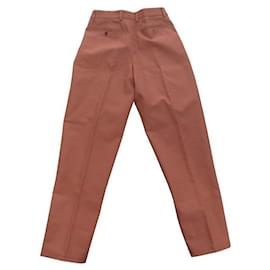 Hermès-NEW HERMES TROUSERS WITH PLEATS 26532000 40 S COTTON BRICK NEW TROUSERS-Red