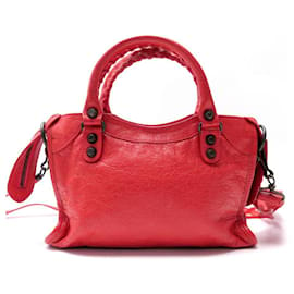 Balenciaga-BOLSO DE MANO BALENCIAGA MINI CITY 300295 BOLSO DE MANO BANDOLERA DE PIEL ROJA-Roja