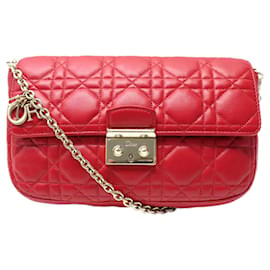 Christian Dior-CHRISTIAN DIOR MISS S HANDBAG0231OGAI CANNAGE LEATHER WOC WALLET ON CHAIN-Red